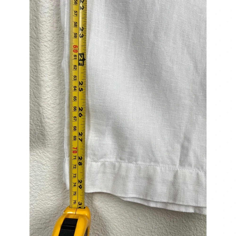Brandini Mens XL White 100% Linen Drawstring Straight Leg Pants Beach Resort